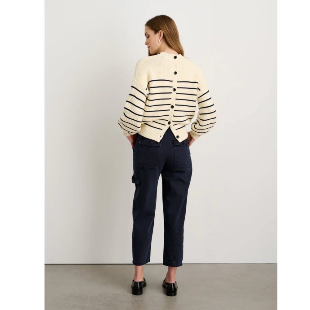 Alex Mill Striped Cotton Crewneck Cardigan, Size S